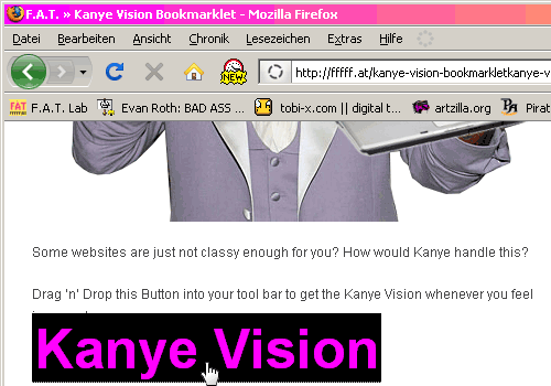 Kanye Vision Bookmarklet GIF Screencast